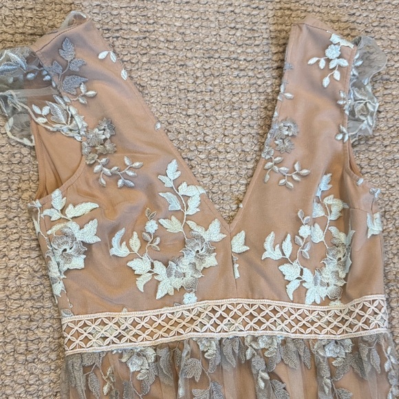 Wayf Floral Mesh Lace Embroidered Maxi Cocktail Dress - Picture 4 of 7